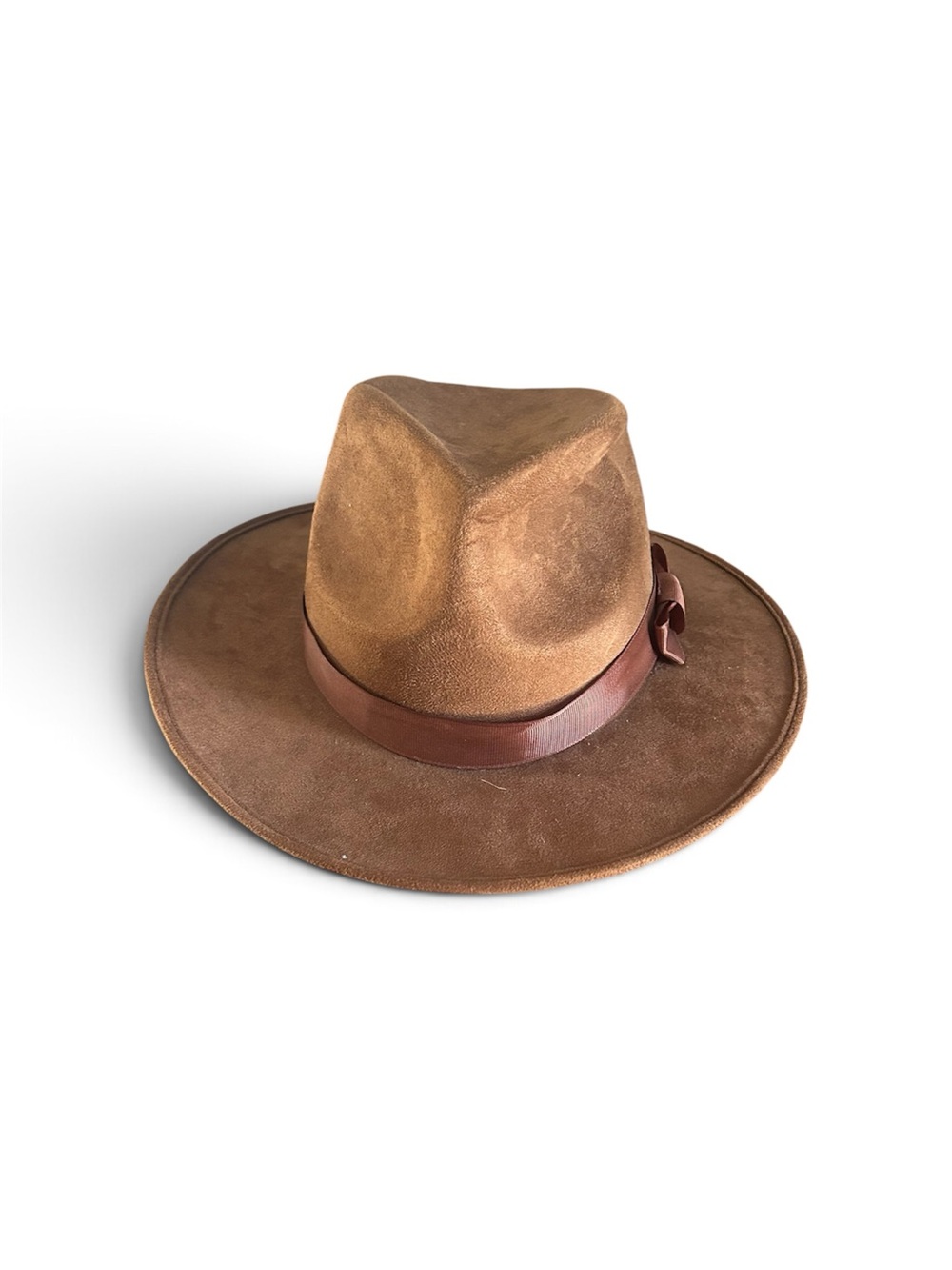Men's Brown Suede Wide-Brim Fedora Hat - Classic Style